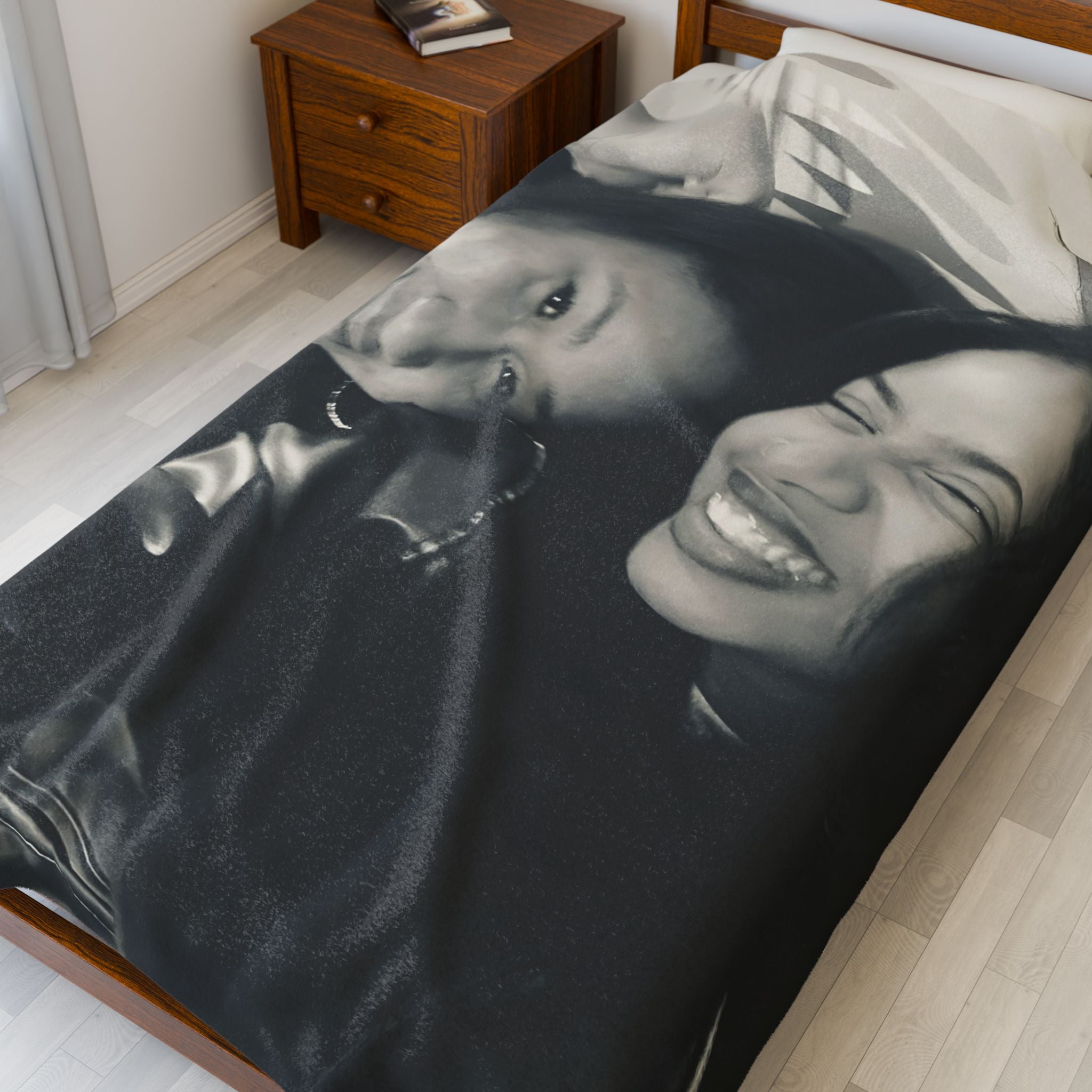 Personalized Portrait Velveteen Plush Blanket — Custom Photo Plush Throw