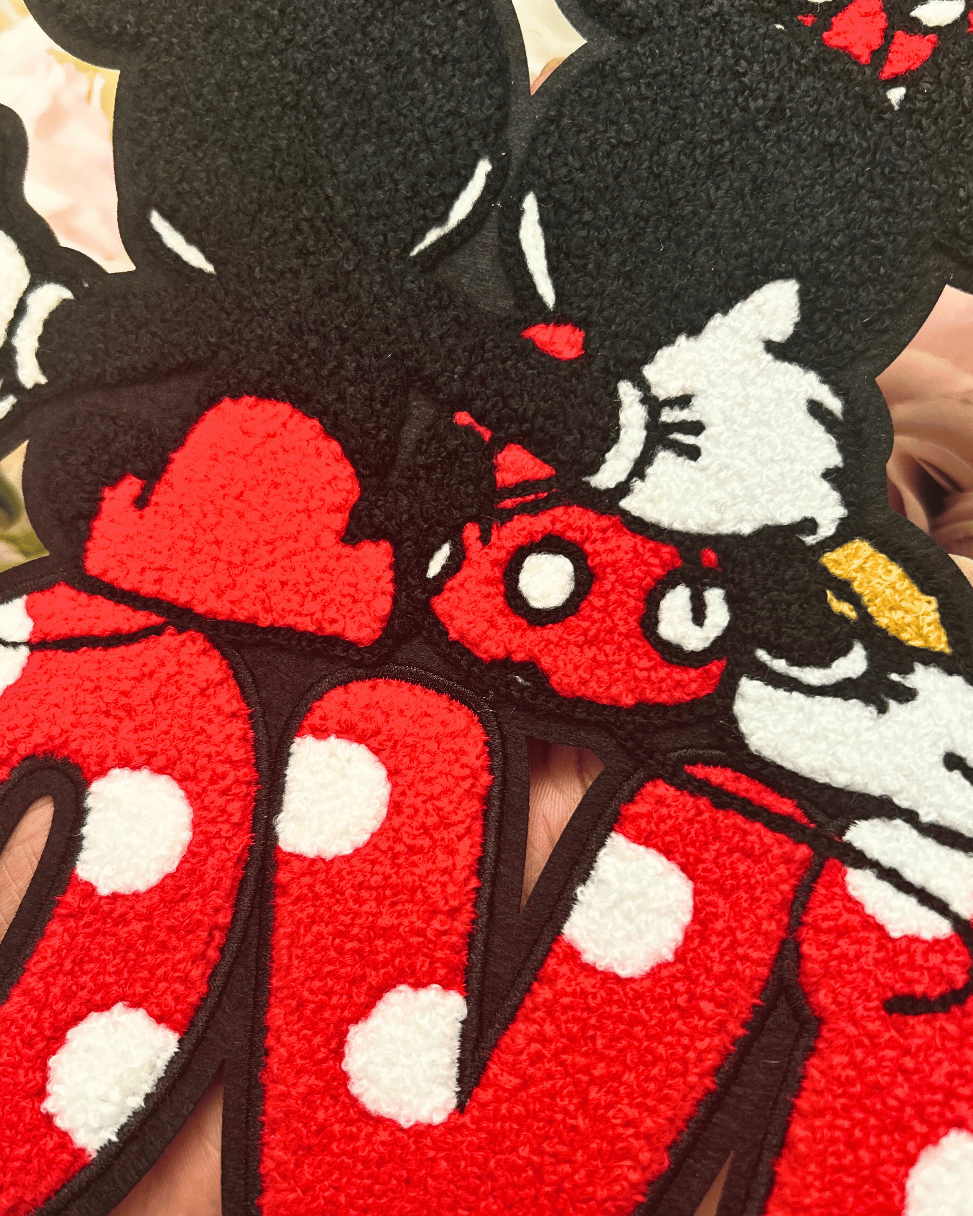 Polka Dot Love Chenille Patch - PATCH ONLY - 10.5" Iron On Applique