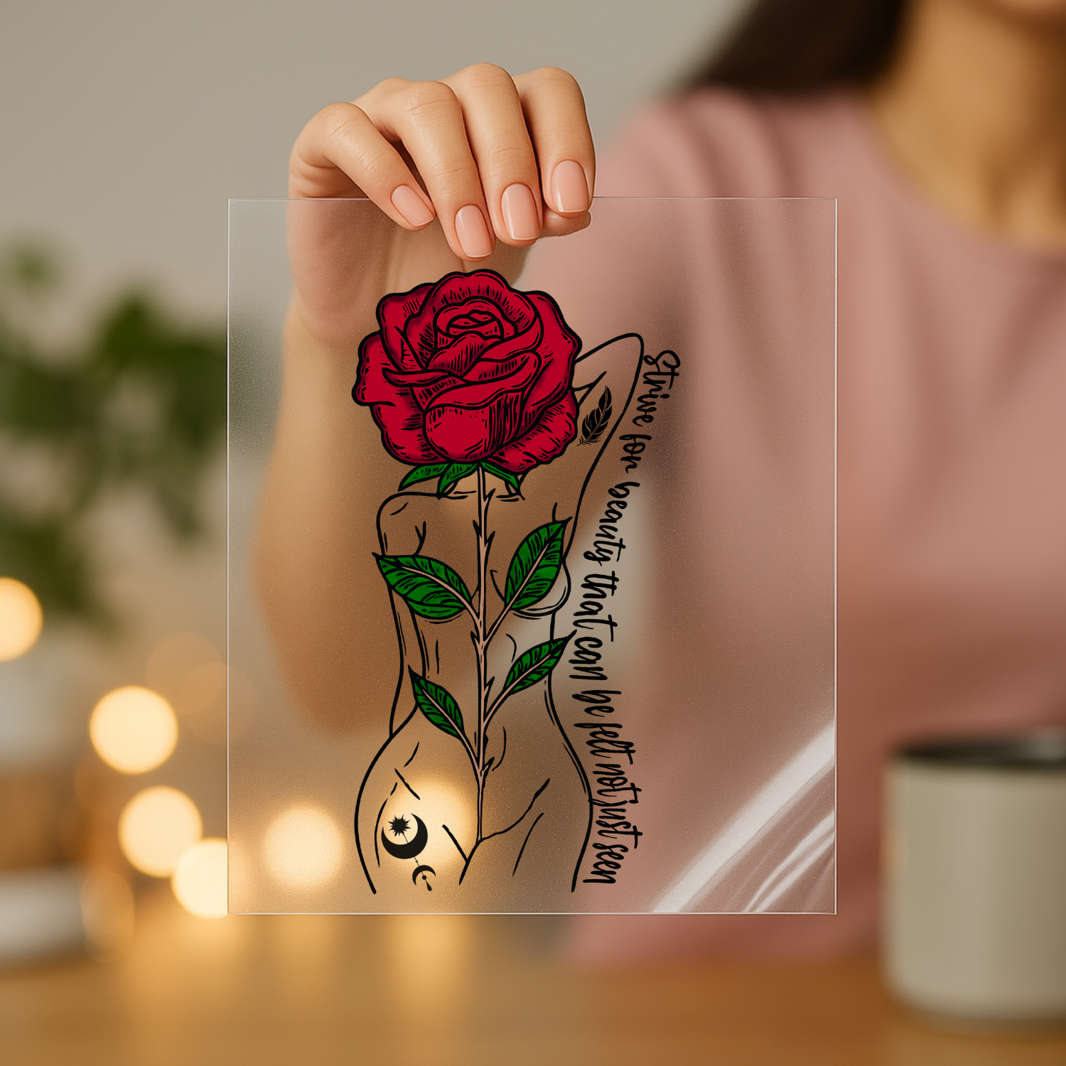 Strive For Beauty rose screen print transfer sheet