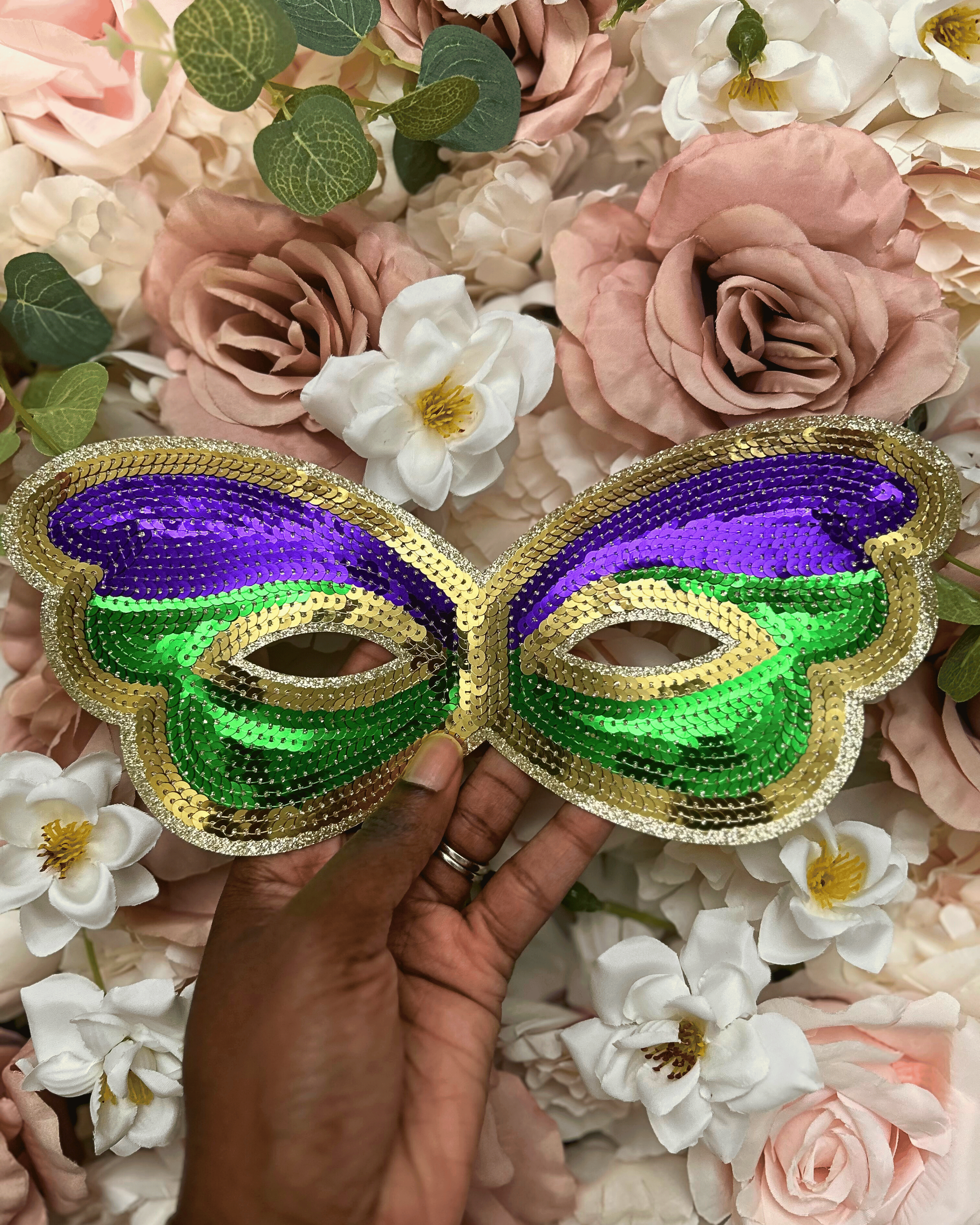 Mardi Gras Mask Chenille Patch - PATCH ONLY - 10.5" Iron On Applique