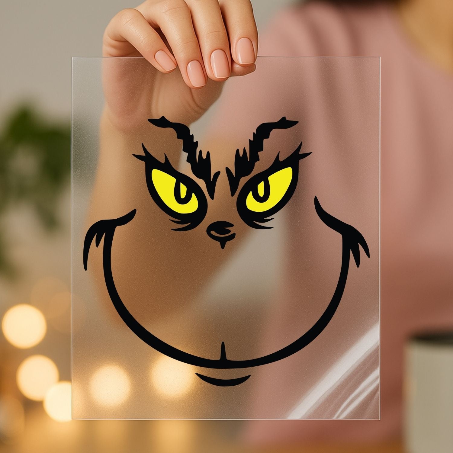 Grinch Face Screen Print Transfer 11 Inch Clear Full Color