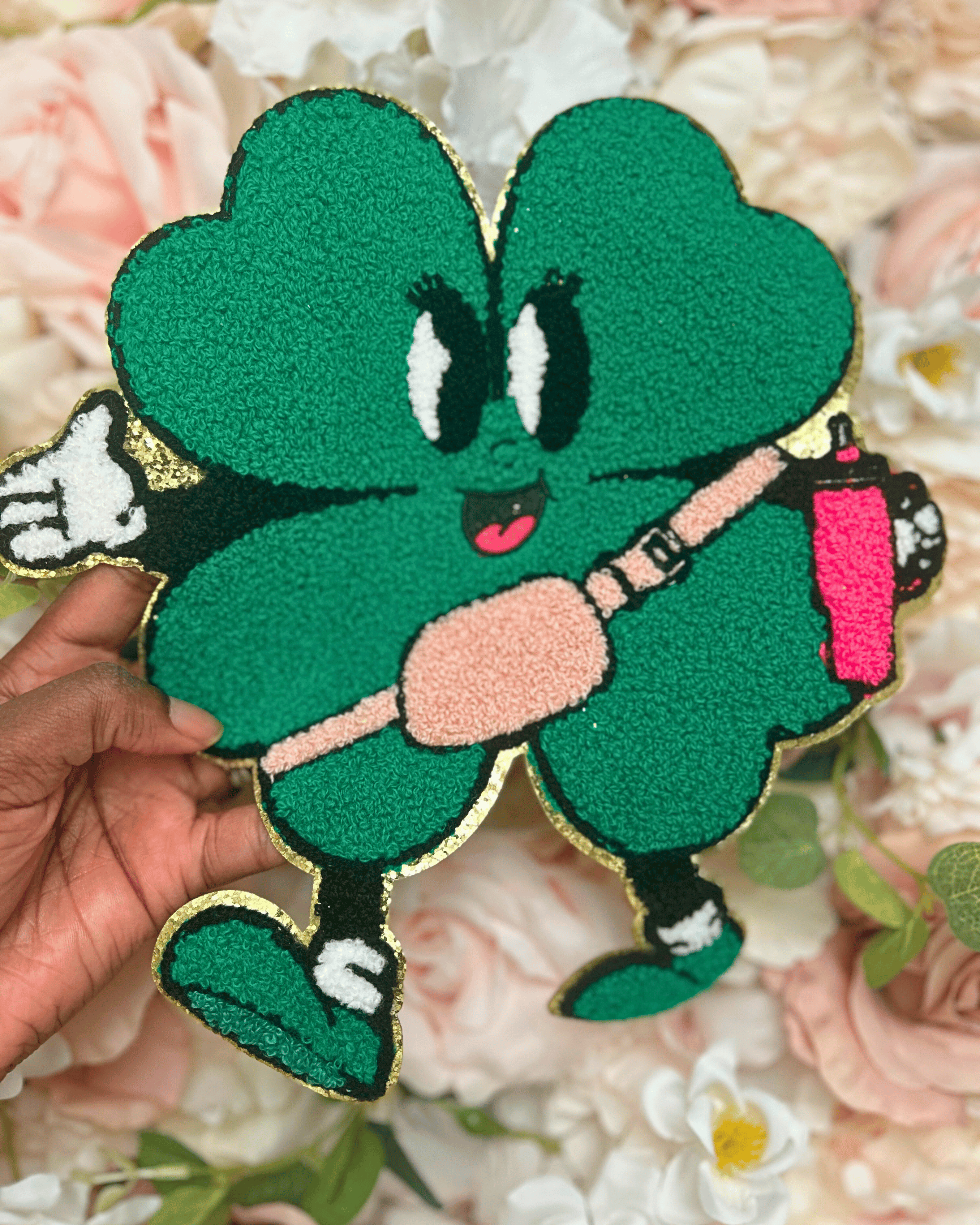 Bougie Clover Chenille Patch - PATCH ONLY - 10.5" Iron On Applique