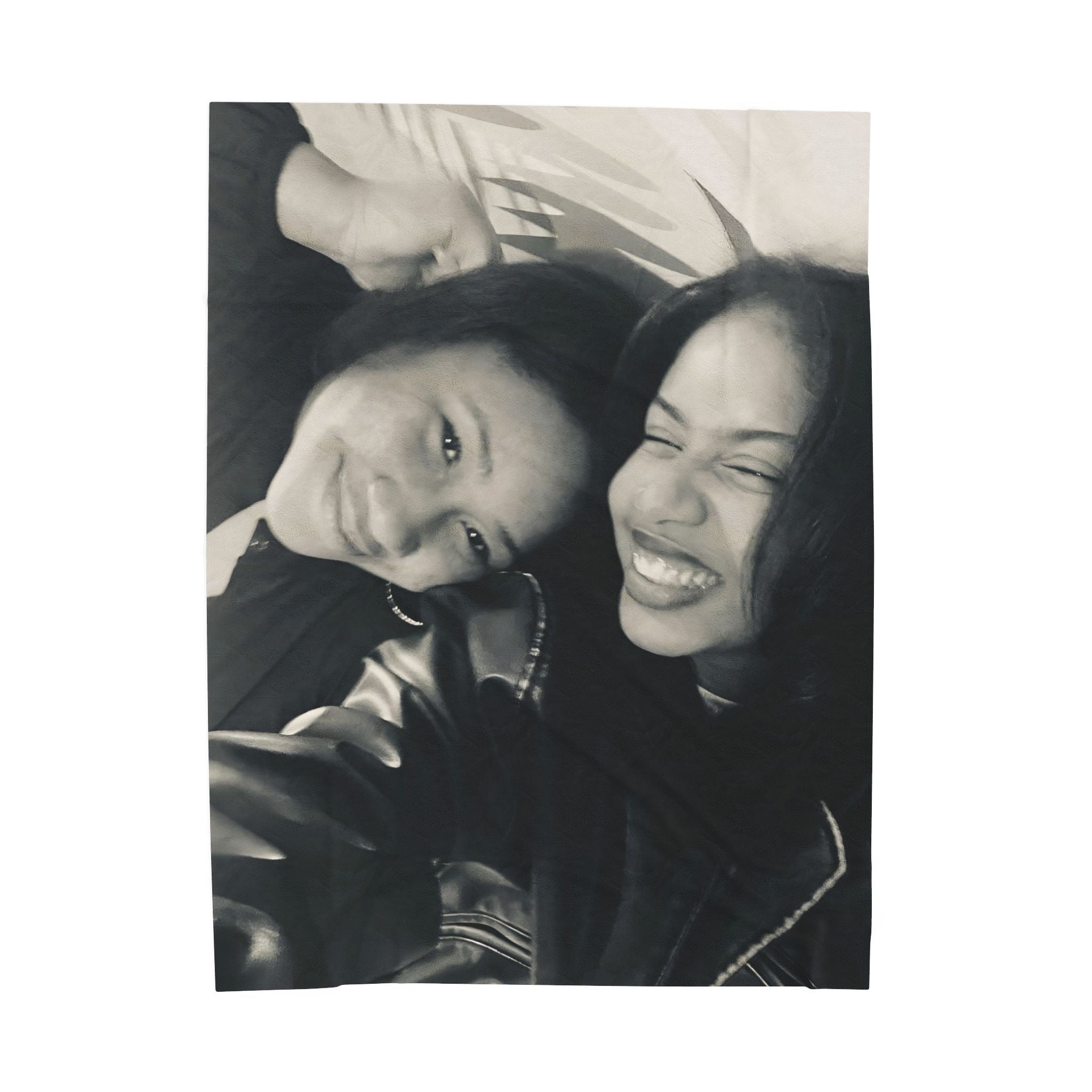 Personalized Portrait Velveteen Plush Blanket — Custom Photo Plush Throw