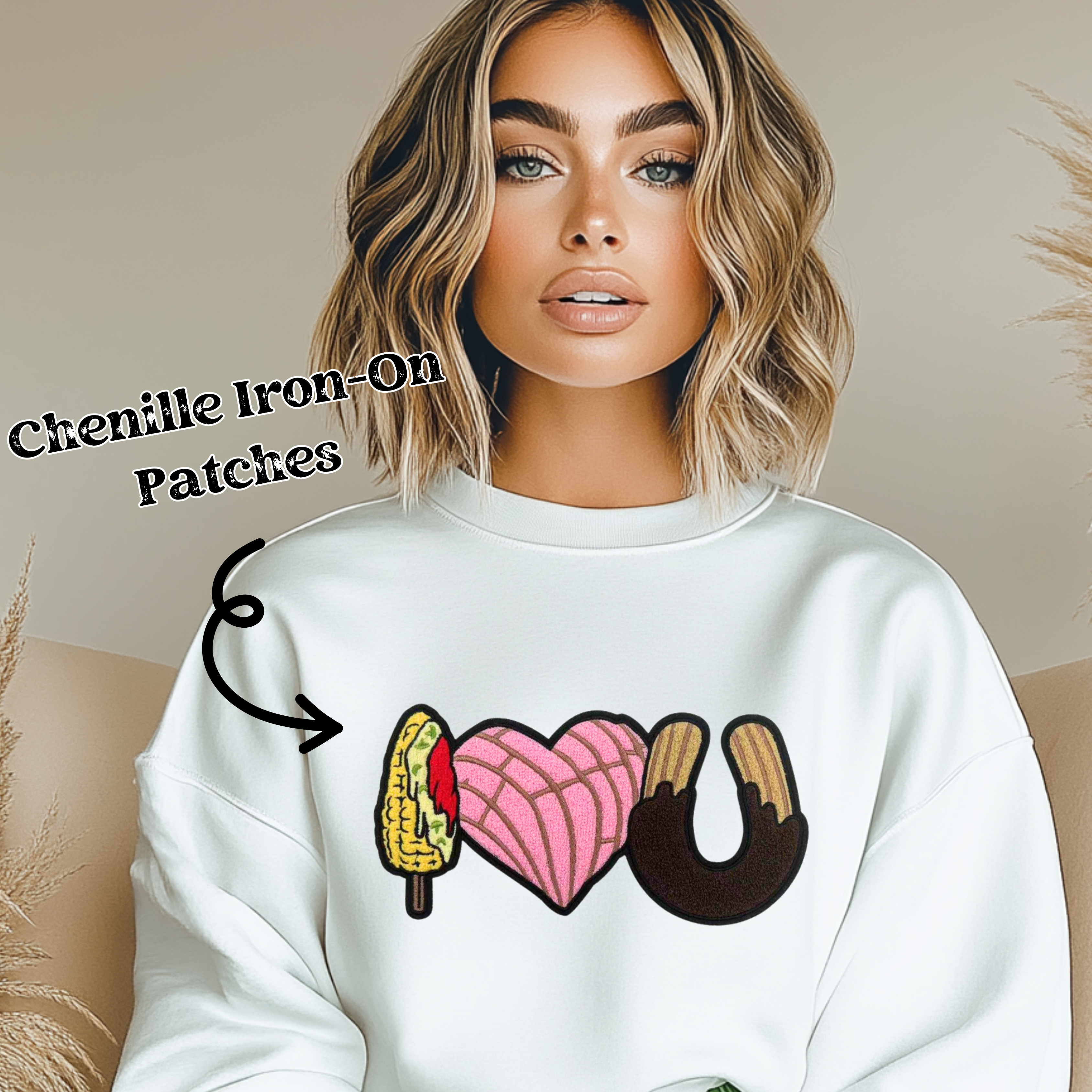 "Mexican Sweet Treats" Iron-on Chenille Patch for DIY T-Shirt Applique and Custom designs