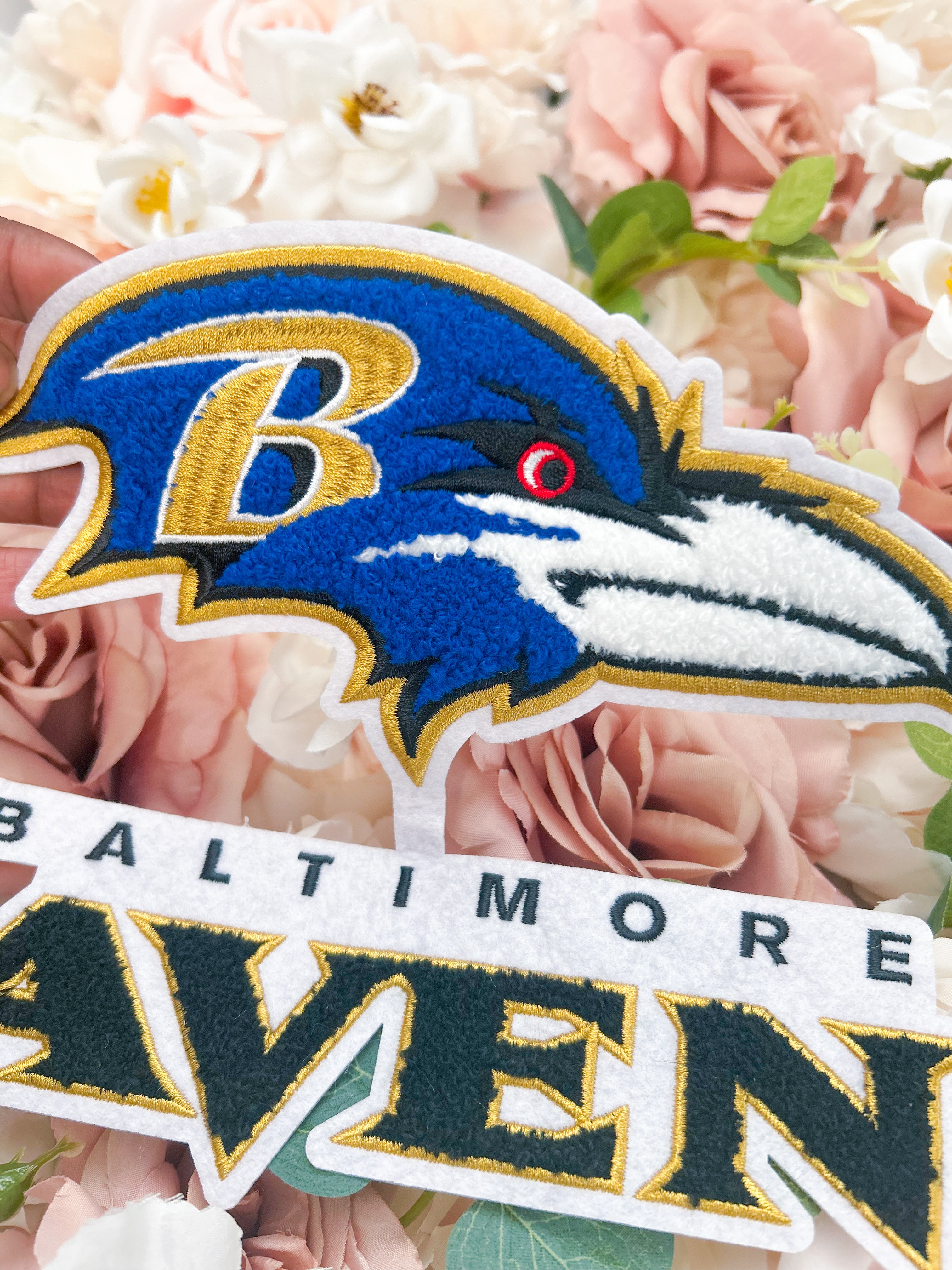 Baltimore Football Chenille Patch - PATCH ONLY - 10.5" Iron On Applique