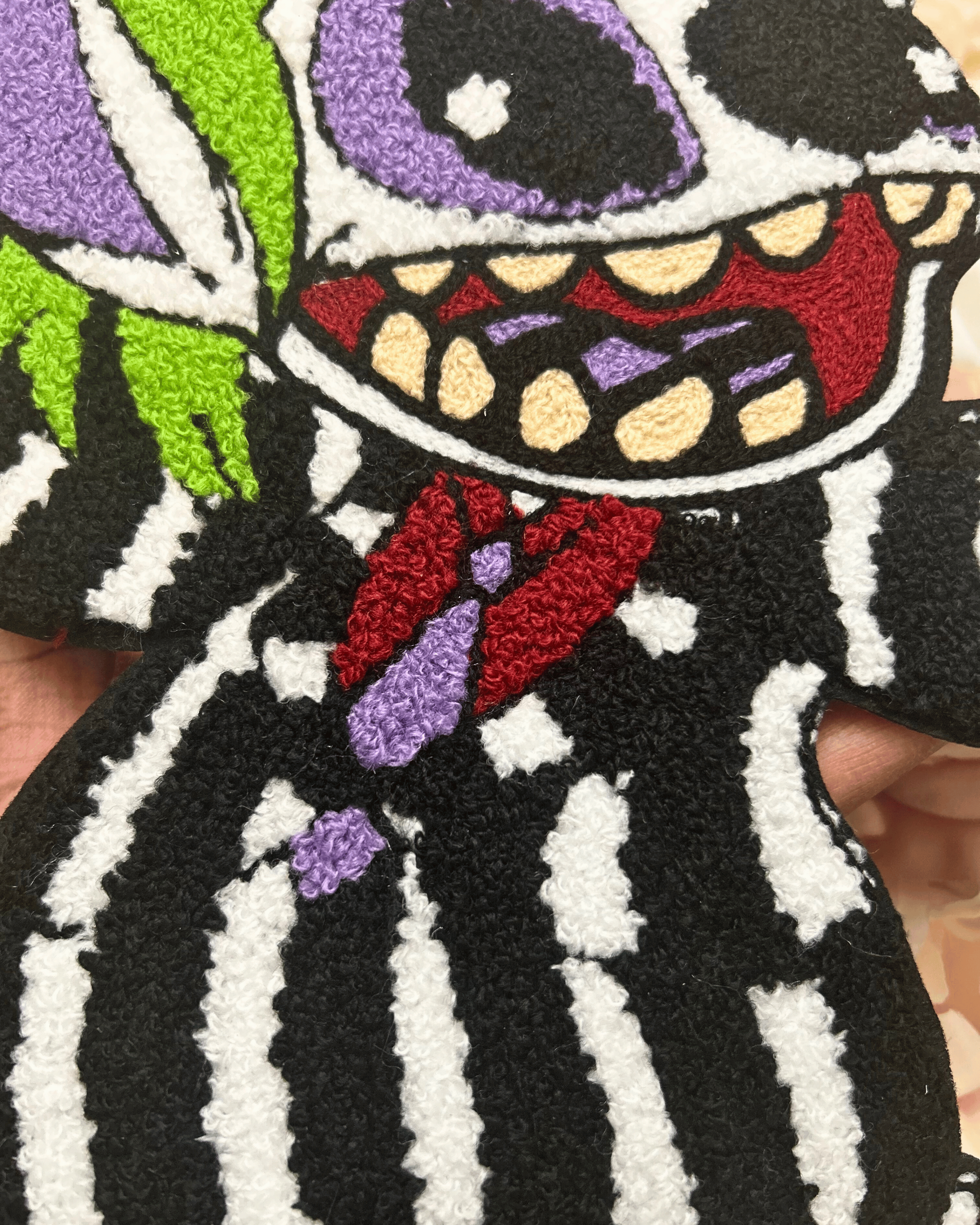 Halloween Monster Chenille Patch-Iron On Applique with Heat Activated Backing