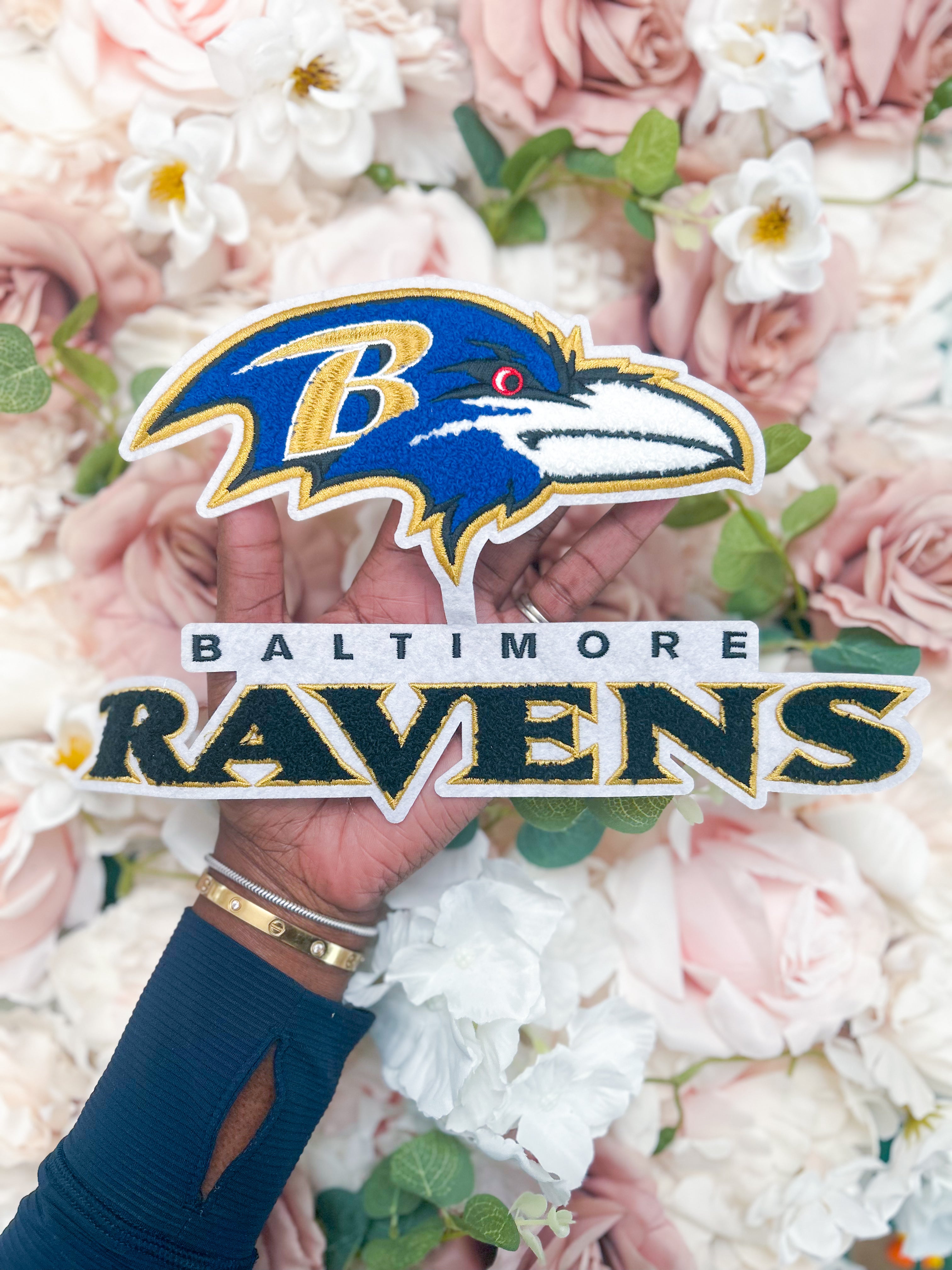 Baltimore Football Chenille Patch - PATCH ONLY - 10.5" Iron On Applique