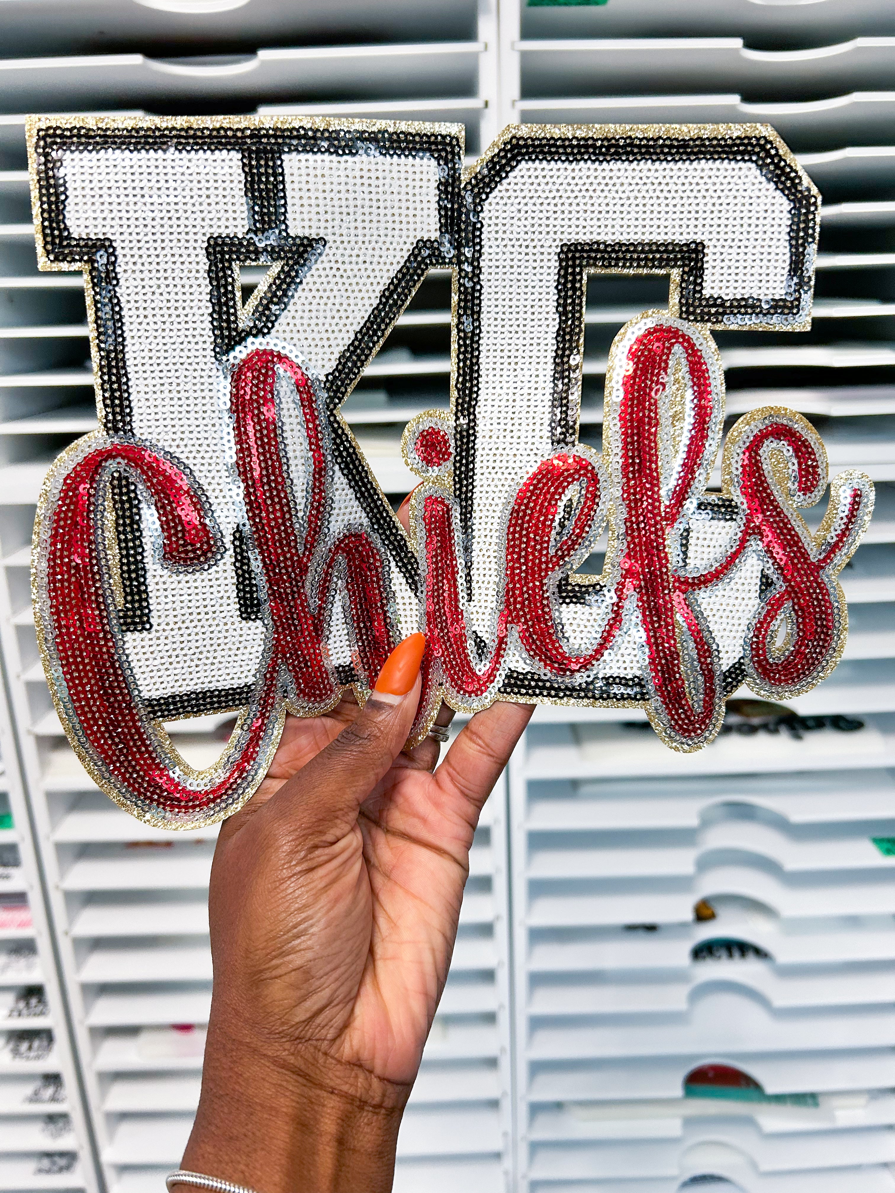 KC Football Chenille Patch- Iron on with Heat Activated Adhesive Backing 10.5 Inch