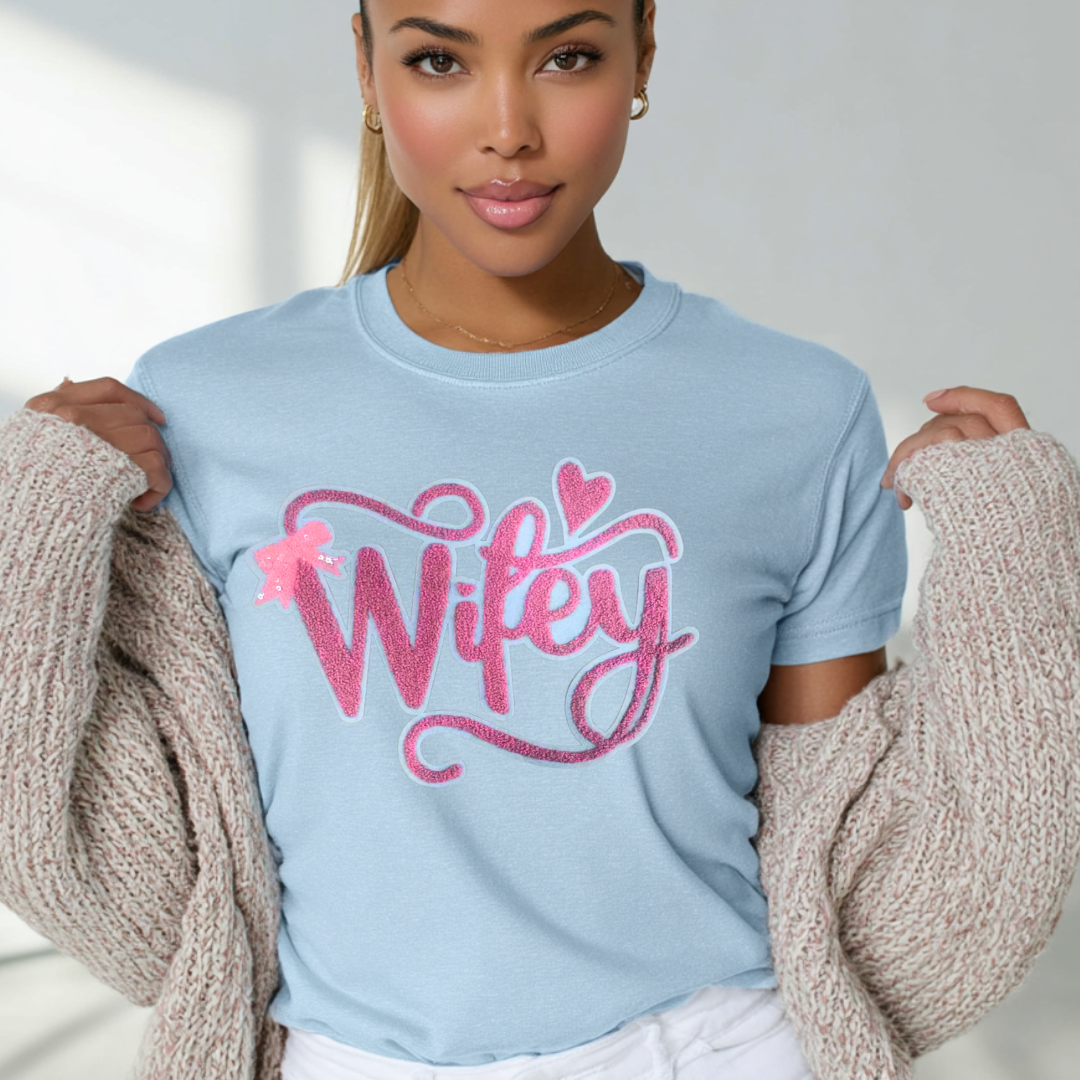 Pink Wifey Chenille Patch - PATCH ONLY - 10.5" Iron On Applique