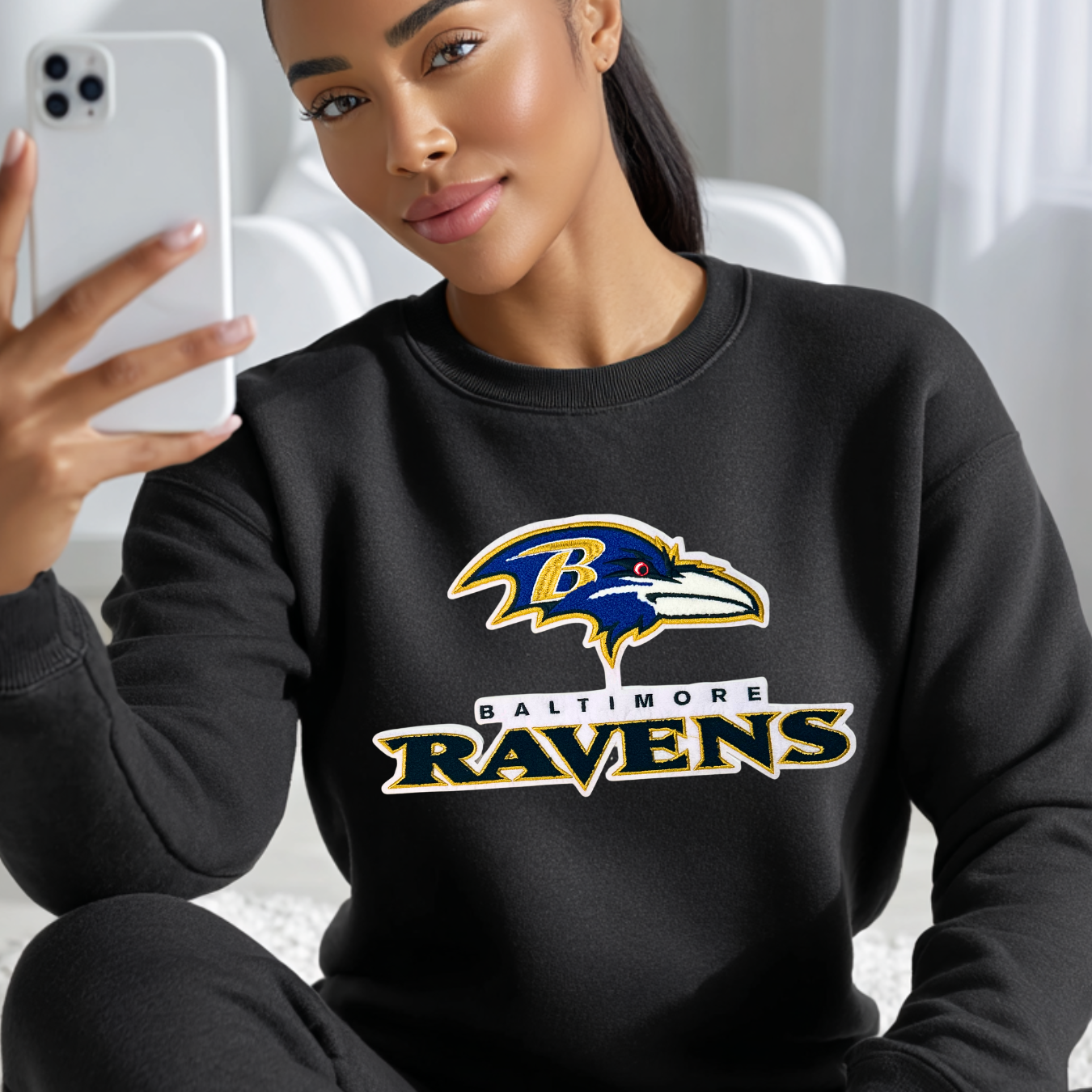 Baltimore Football Chenille Patch - PATCH ONLY - 10.5" Iron On Applique