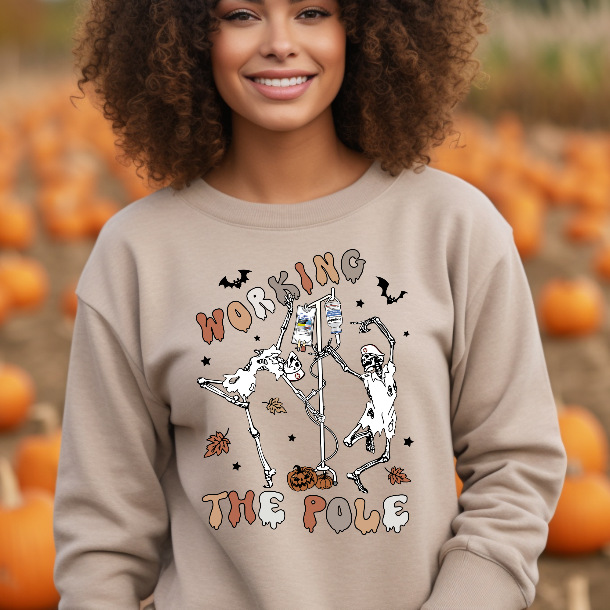 Working The Pole design printed on soft cotton tee and sweatshirt, featuring motivational graphic tee