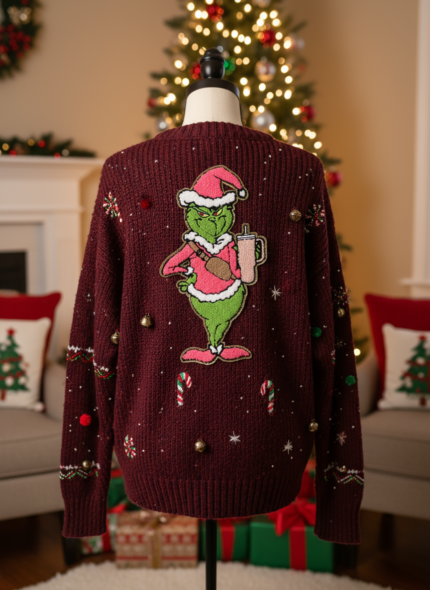 Grinch Patch on Red Sweater - Proper Proportions