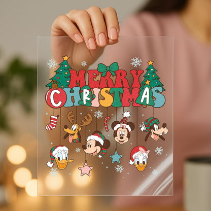 Disney Christmas Screen Print Transfer 11 Inch Clear Full Color