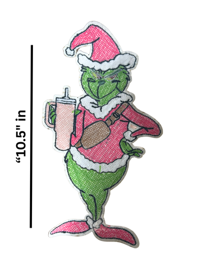 Grinchy Xmas Chenille Patch-Iron On Applique with Heat Activated Backing