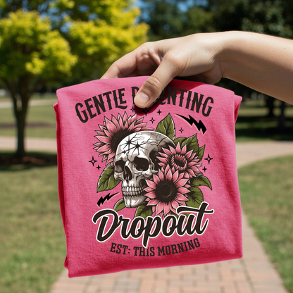 Gentle Parenting Dropout design on shirt