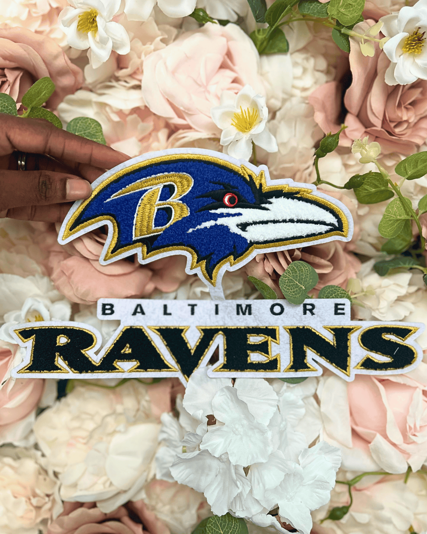 Baltimore Football Chenille Patch - PATCH ONLY - 10.5&quot; Iron On Applique