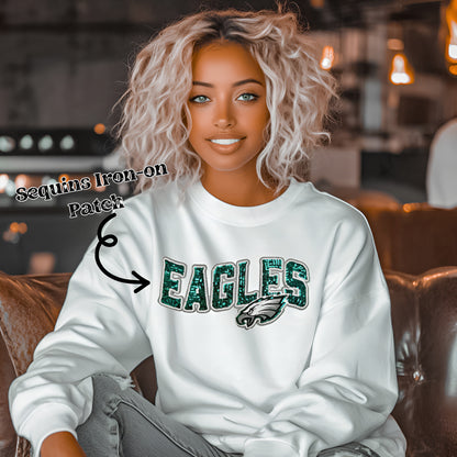 Custom Eagles Sweatshirt with Chenille Patch | Philadelphia Eagles Game Day Crewneck