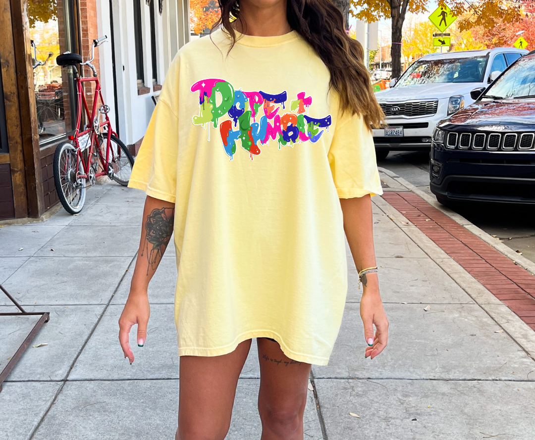 Dope Humble design printed on soft cotton tee and sweatshirt, featuring motivational graphic tee