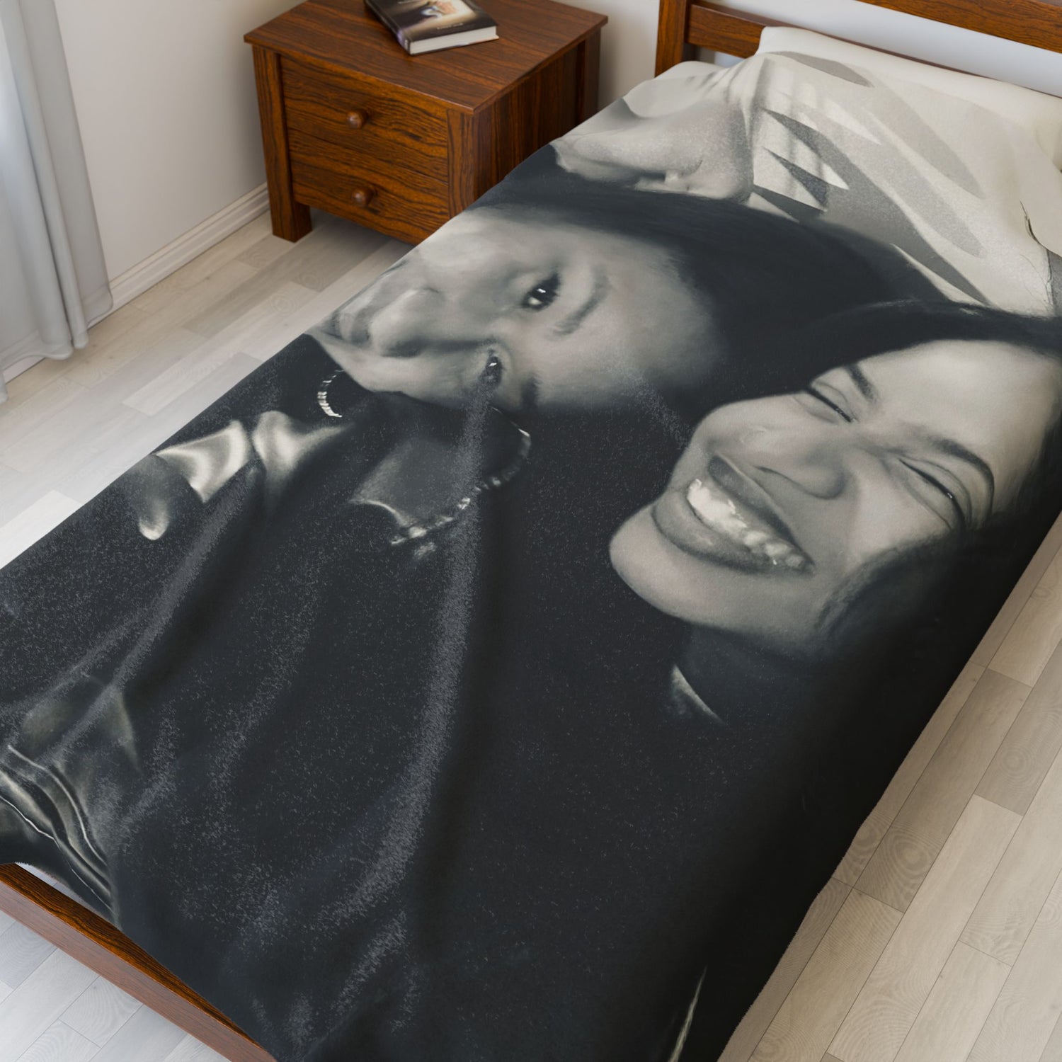 Personalized Portrait Velveteen Plush Blanket — Custom Photo Plush Throw