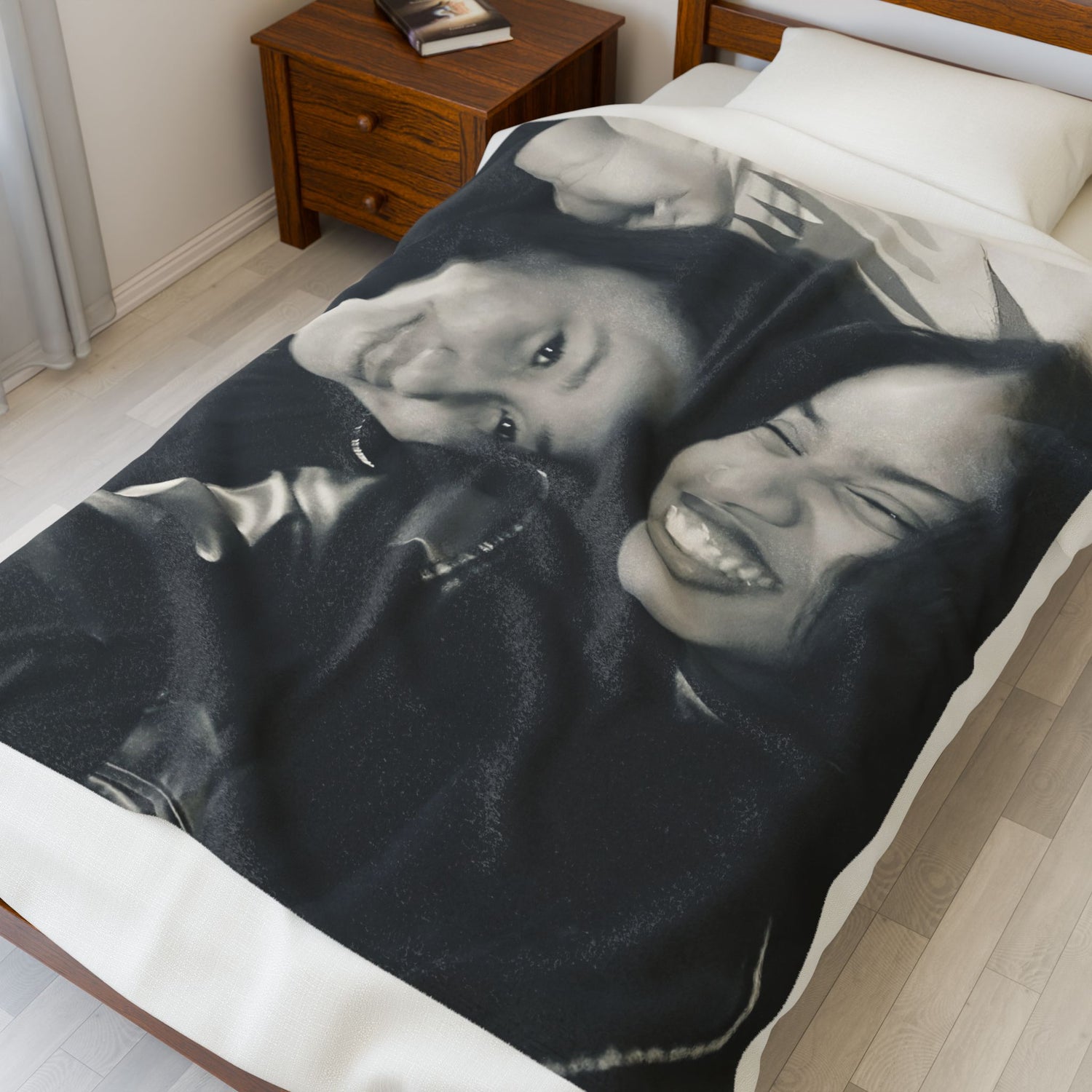 Personalized Portrait Velveteen Plush Blanket — Custom Photo Plush Throw