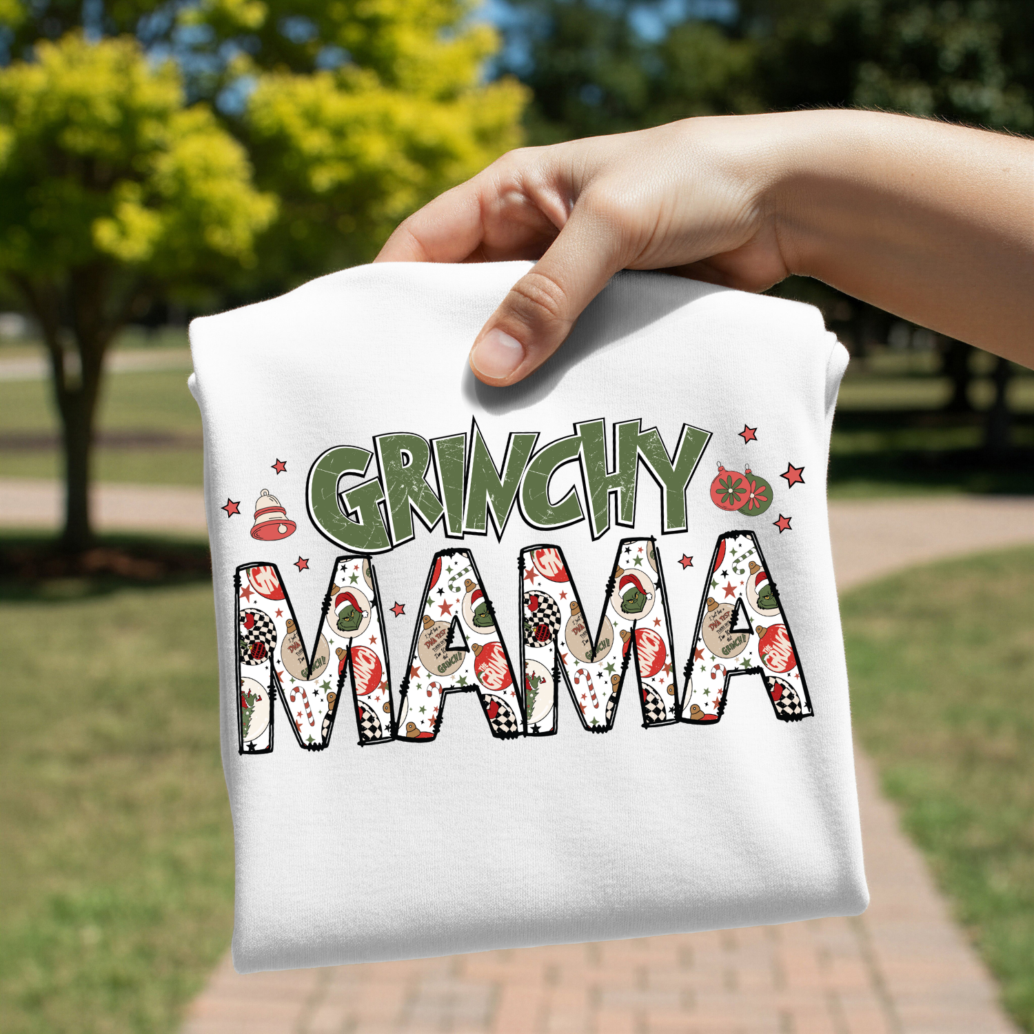 Grinchy Mama design on shirt