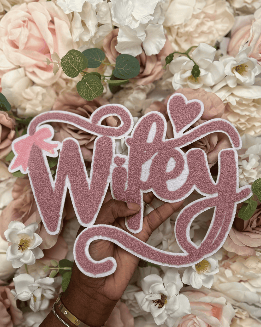 Pink Wifey Chenille Patch - PATCH ONLY - 10.5" Iron On Applique