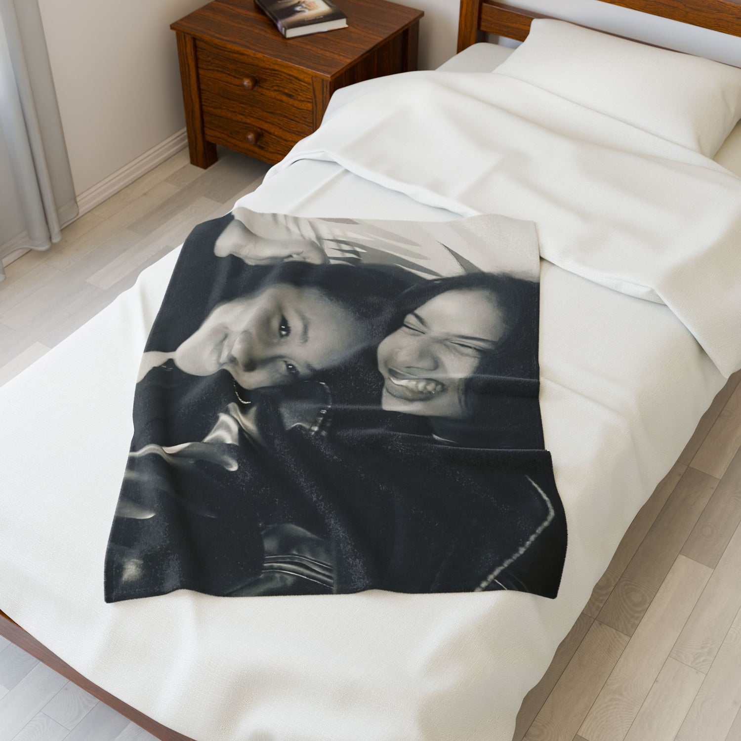 Personalized Portrait Velveteen Plush Blanket — Custom Photo Plush Throw