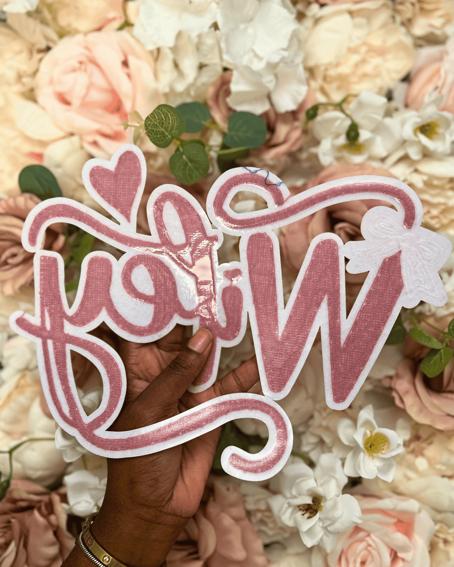 Pink Wifey Chenille Patch - PATCH ONLY - 10.5&quot; Iron On Applique