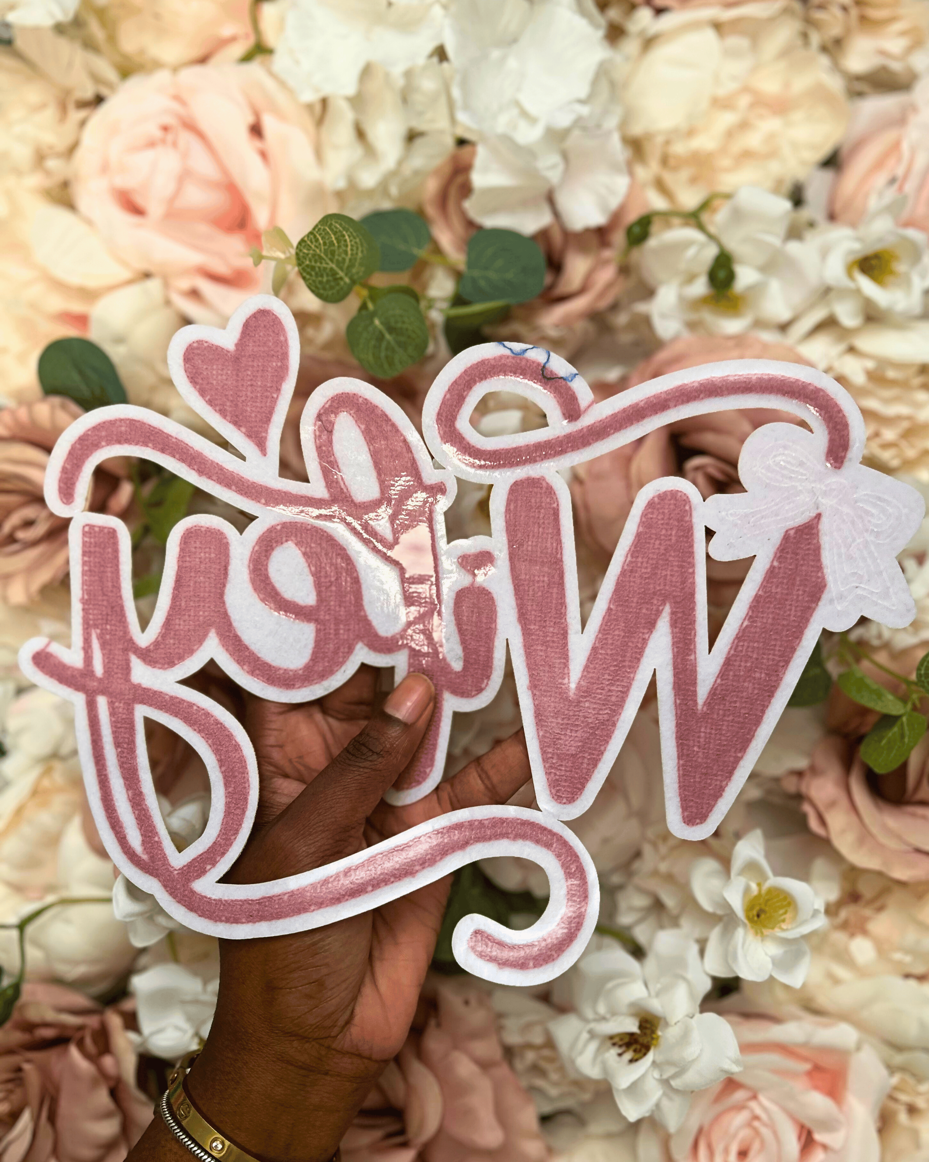 Pink Wifey Chenille Patch - PATCH ONLY - 10.5&quot; Iron On Applique