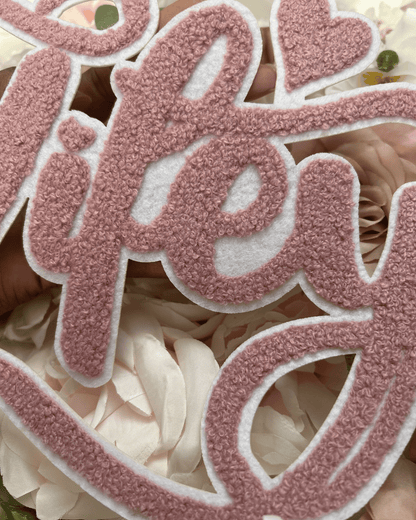 Pink Wifey Chenille Patch - PATCH ONLY - 10.5&quot; Iron On Applique