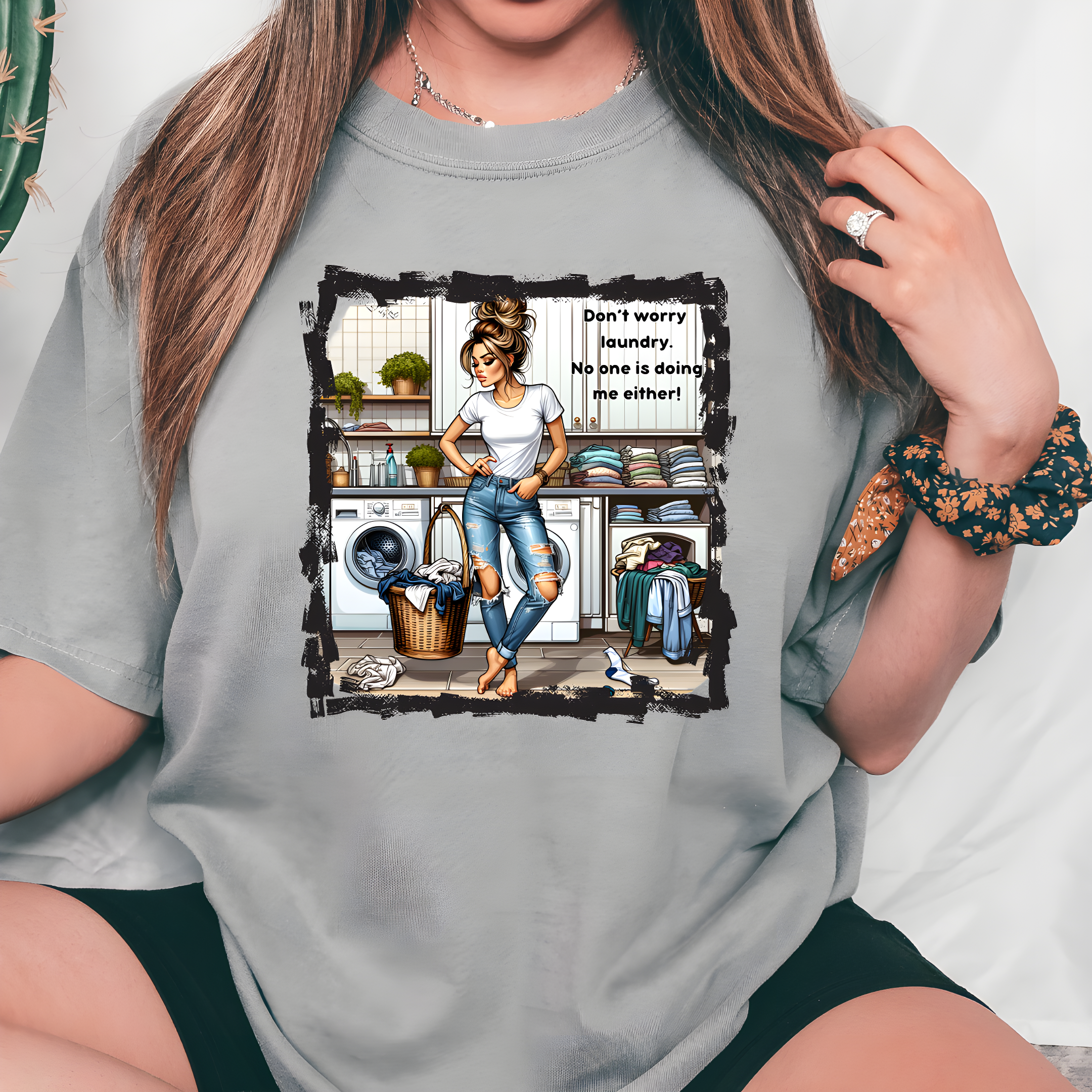 Laundry Room Mess design printed on soft cotton tee and sweatshirt, featuring motivational graphic tee