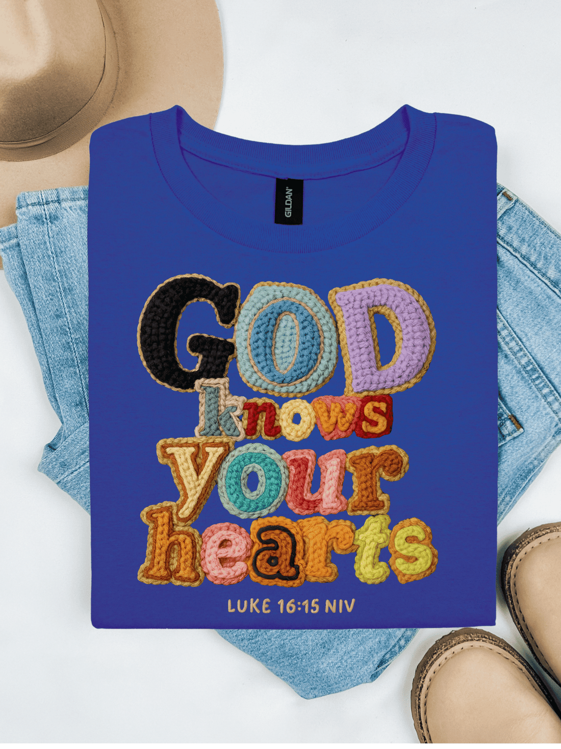 God Knows Your Hearts 3D Crochet Effect T-Shirt
