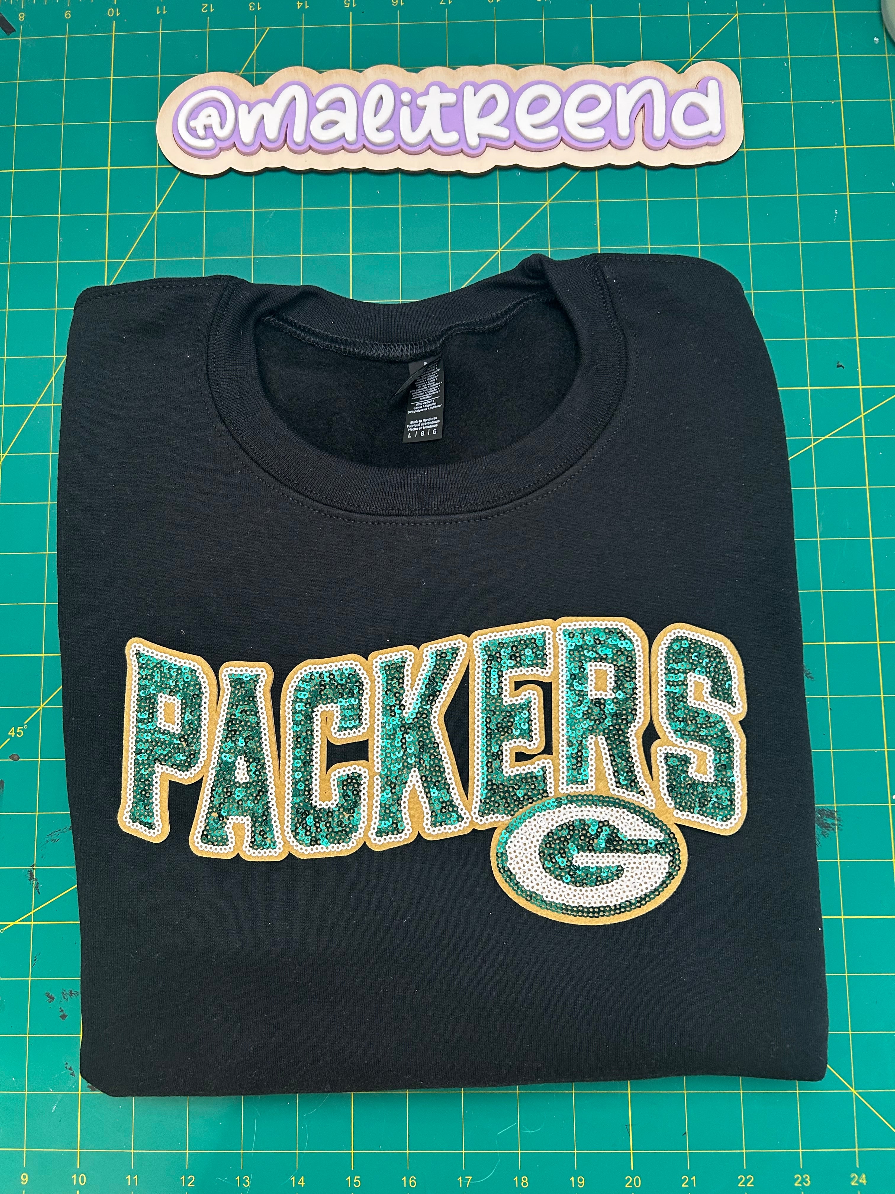 Custom Green Sweatshirt with Chenille Patch | Green Bay Packers Game Day Crewneck