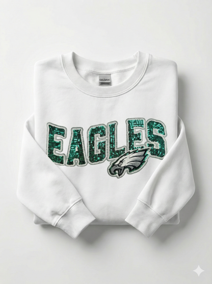 Custom Eagles Sweatshirt with Chenille Patch | Philadelphia Eagles Game Day Crewneck