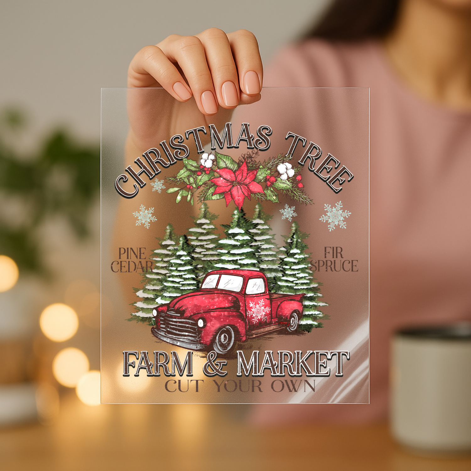 Christmas Tree Farm and Market screen print transfer sheet