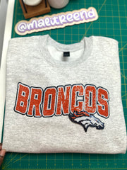 Orange & Navy Football Chenille Patch Crewneck Sweatshirt