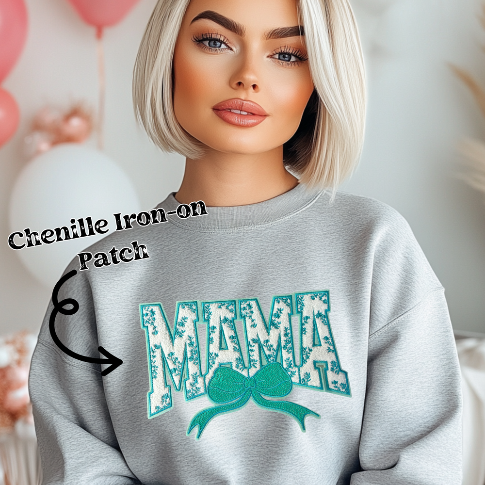 Aqua Mama Chenille Patch - PATCH ONLY - 10.5" Iron On Applique