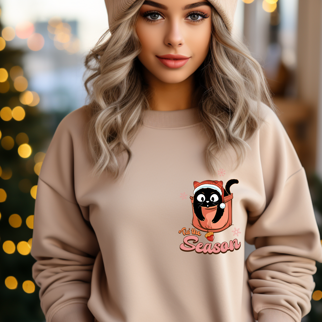 Tis The Season design printed on soft cotton tee and sweatshirt, featuring motivational graphic tee