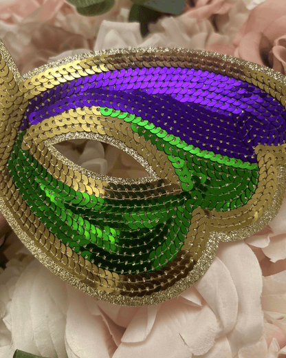 Mardi Gras Mask Chenille Patch - PATCH ONLY - 10.5&quot; Iron On Applique