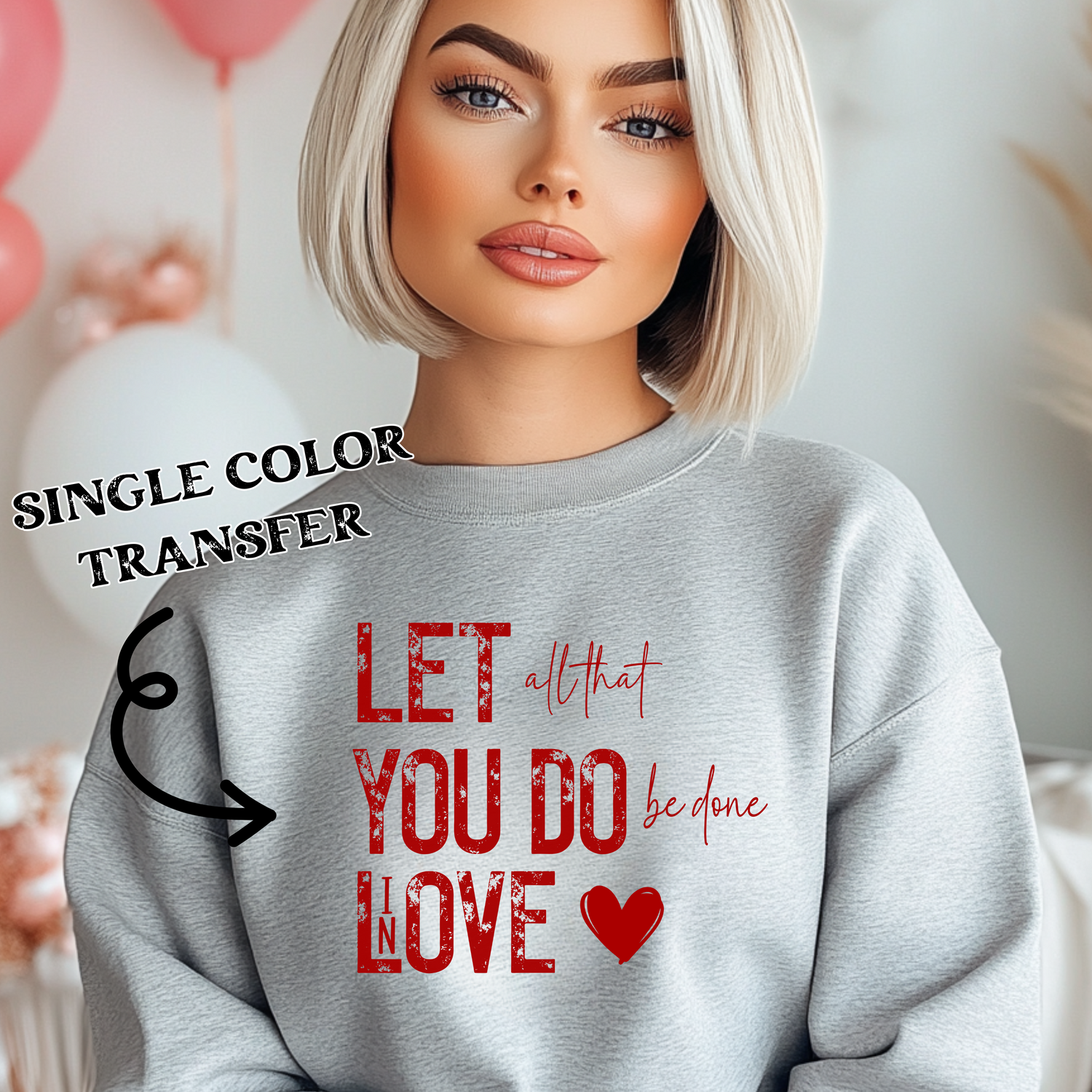 Do It In Love design printed on soft cotton tee and sweatshirt, featuring motivational graphic tee