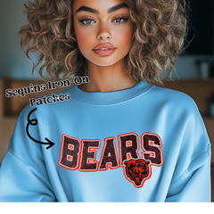 Chi Bears Sports Iron On Sequins Chenille Patch For Do It Yourself T Shirt Applique With Bold Colorful Design