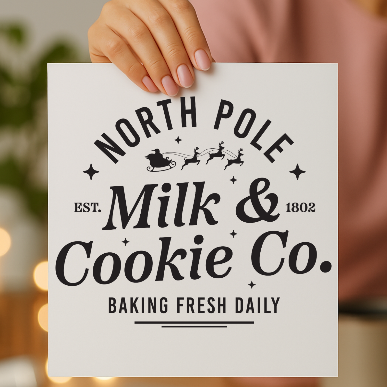 North Pole Milk and Cookie Co screen print transfer sheet