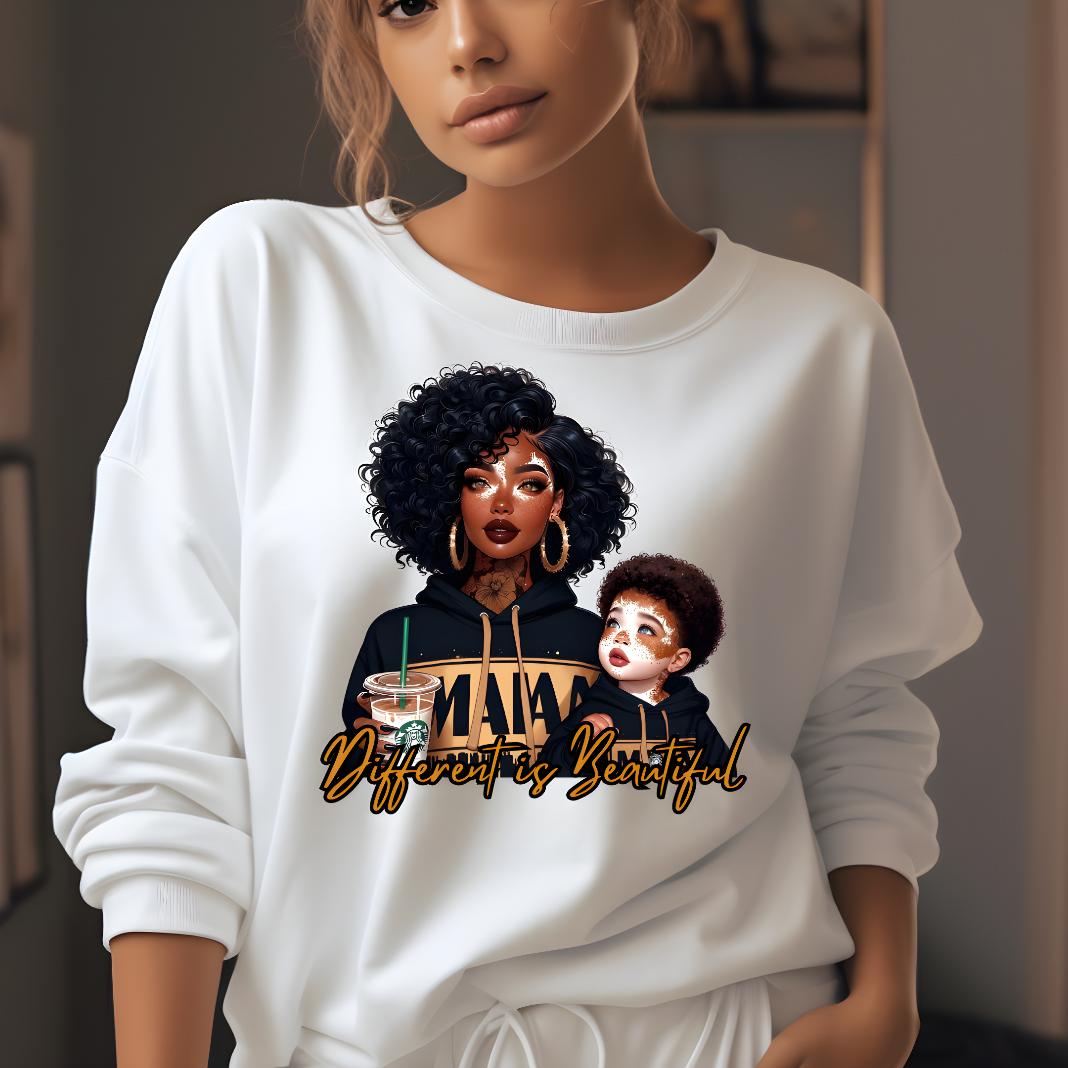 Different Is Beautiful design printed on soft cotton tee and sweatshirt, featuring motivational graphic tee