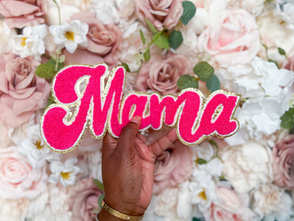 Pink Mama Color Chenille Patch-Iron On Applique with Heat Activated Backing