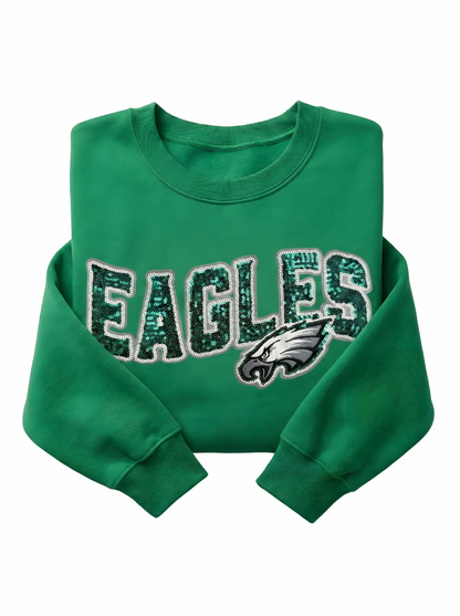 Custom Eagles Sweatshirt with Chenille Patch | Philadelphia Eagles Game Day Crewneck