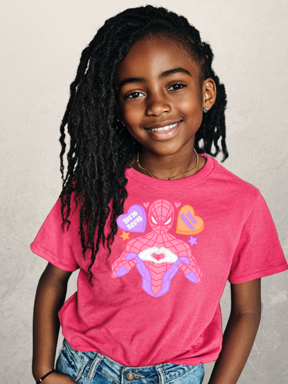 Spidey Valentine graphic tee mockup - available in multiple colors 5T to youth L

