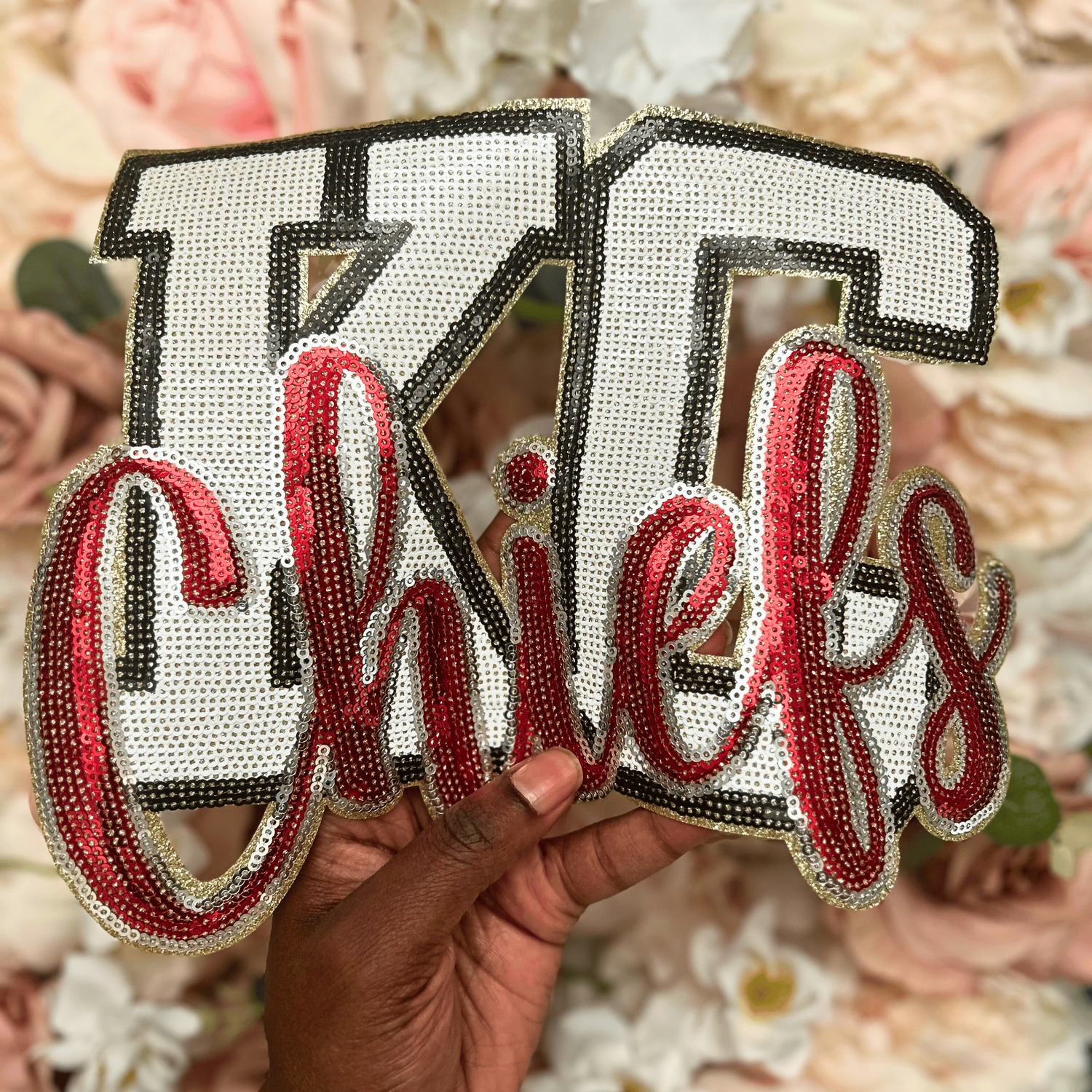 KC Football Chenille Patch- Iron on with Heat Activated Adhesive Backing 10.5 Inch