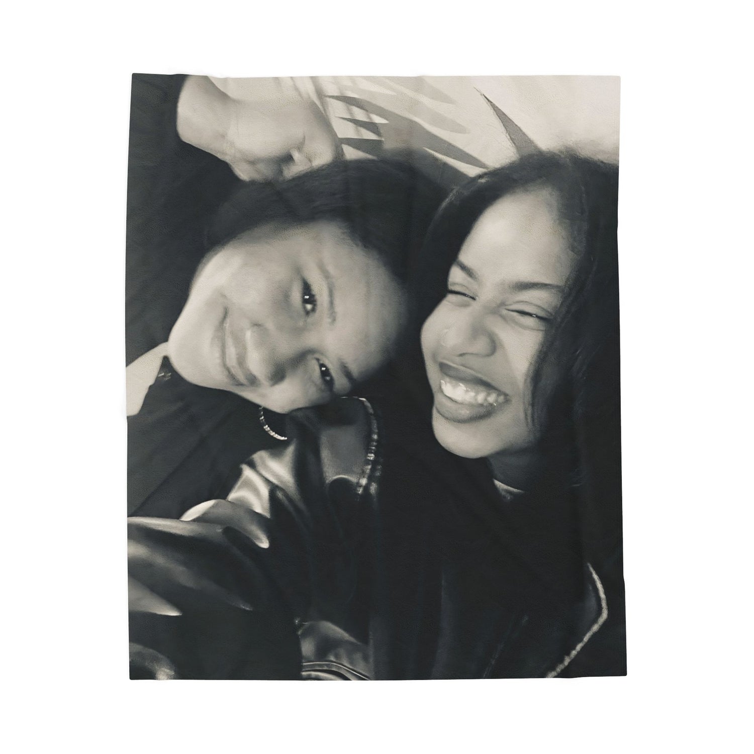 Personalized Portrait Velveteen Plush Blanket — Custom Photo Plush Throw