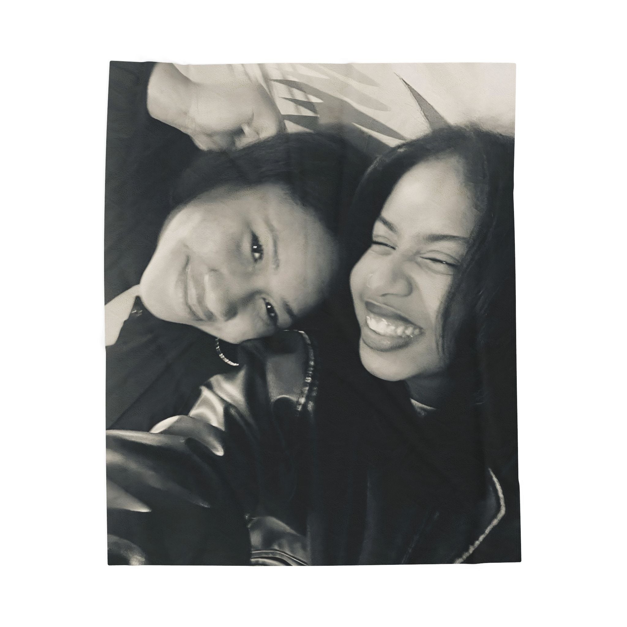 Personalized Portrait Velveteen Plush Blanket — Custom Photo Plush Throw