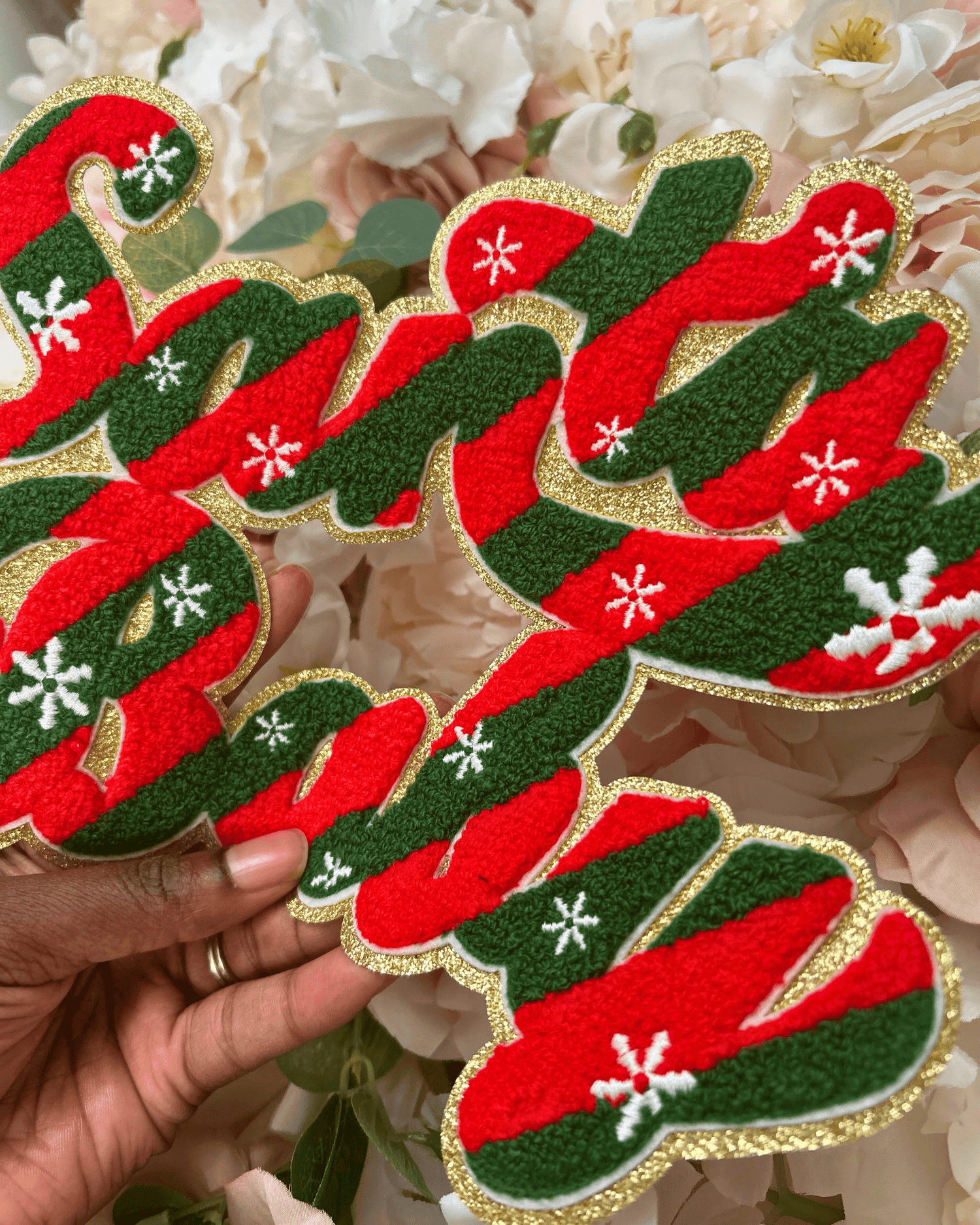 Christmas Santa Baby Chenille Patch - PATCH ONLY - 10.5&quot; Iron On Applique